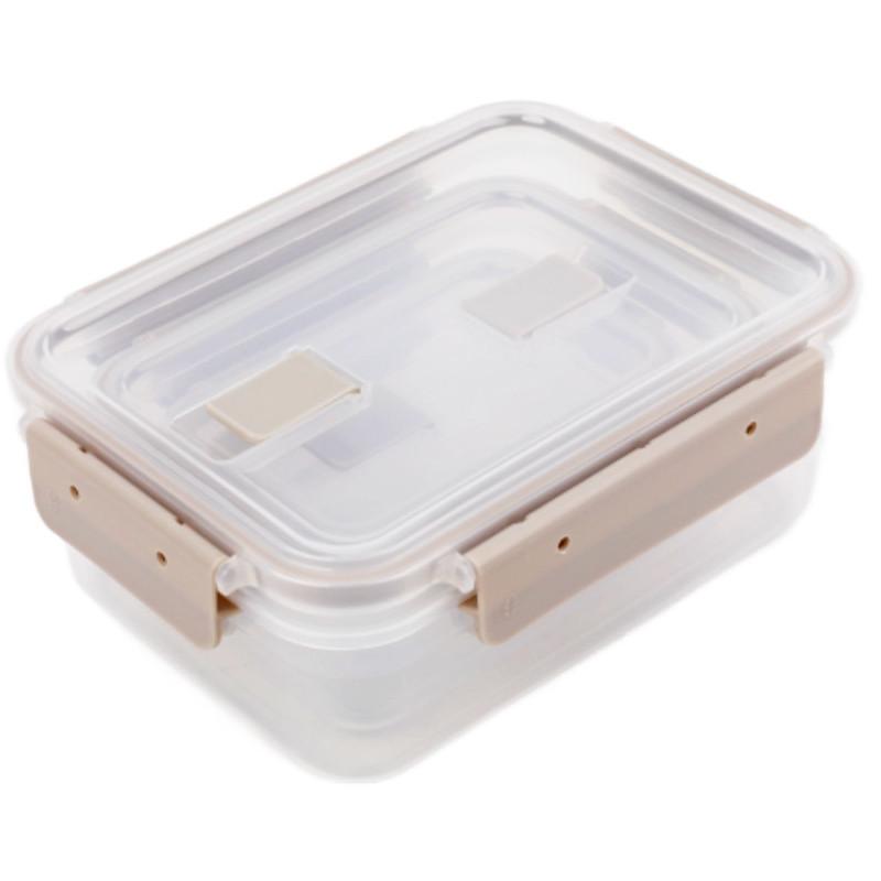 Pojemniki plastikowe prostokątne lunchbox MG Home Misto zestaw 3 sztuki hermetyczne 1350/600/250 ml beżowe