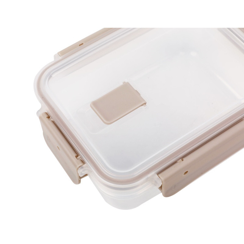 Pojemniki plastikowe prostokątne lunchbox MG Home Misto zestaw 3 sztuki hermetyczne 1350/600/250 ml beżowe