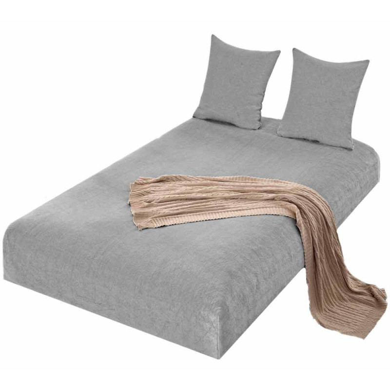 Prześcieradło z gumką "miś" 90x200 grube szare Cotton World 2378
