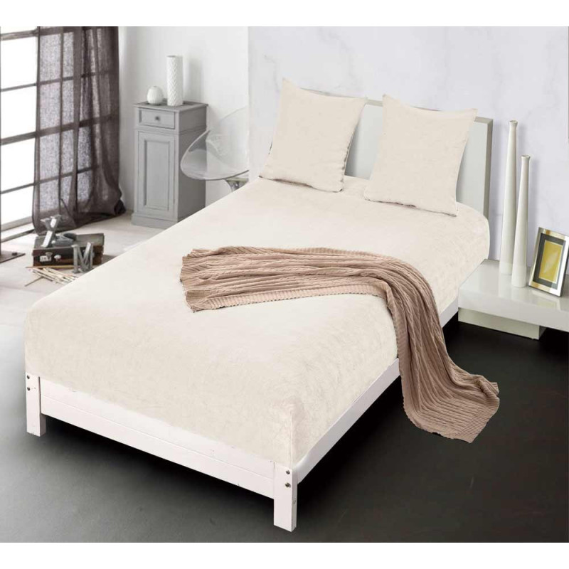 Prześcieradło z gumką "miś" 220x200 grube kremowe Cotton World 2383
