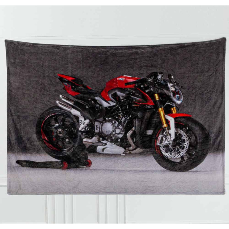 Koc z realistycznym nadrukiem nadrukiem 160x200 miękki pled narzuta na łóżko Cotton World KSM 91 wzór motor