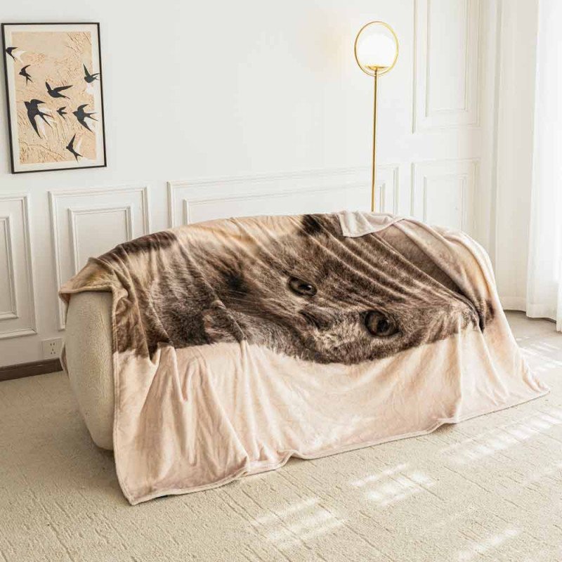 Koc z realistycznym nadrukiem nadrukiem 160x200 miękki pled narzuta na łóżko Cotton World KSM 93 wzór kotek
