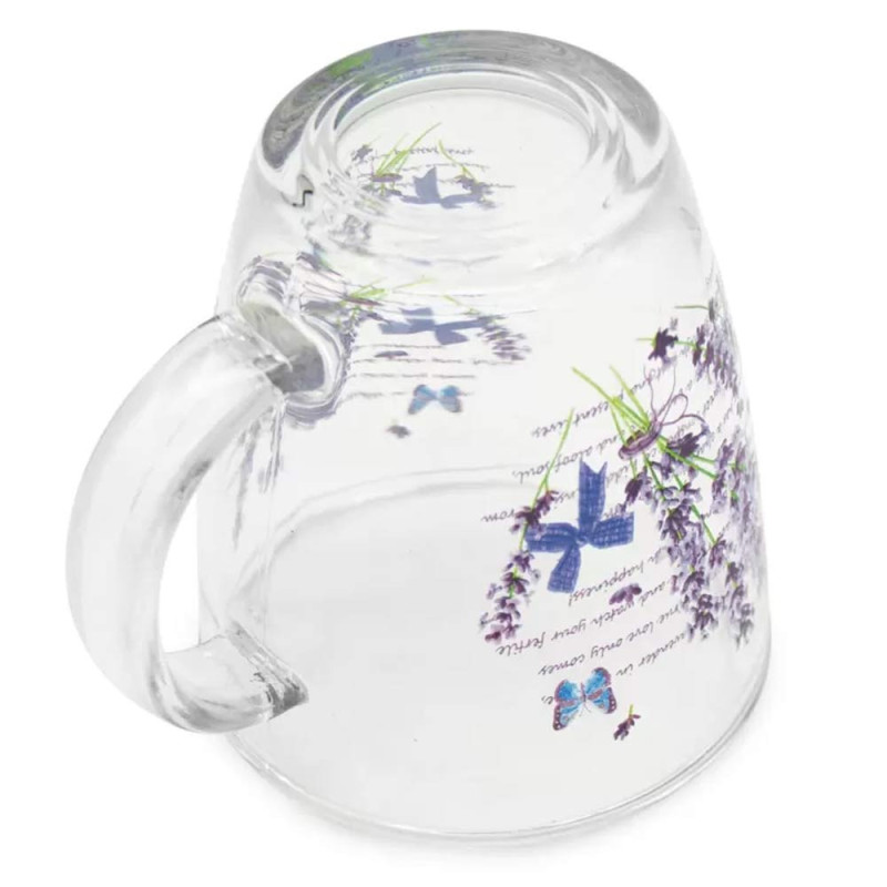 Kubki szklane 365 ml Lawenda zestaw 6 sztuk szklanka z uchwytem Tragar TR-A2411