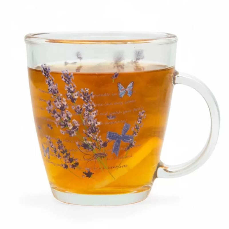 Kubki szklane 365 ml Lawenda zestaw 6 sztuk szklanka z uchwytem Tragar TR-A2411