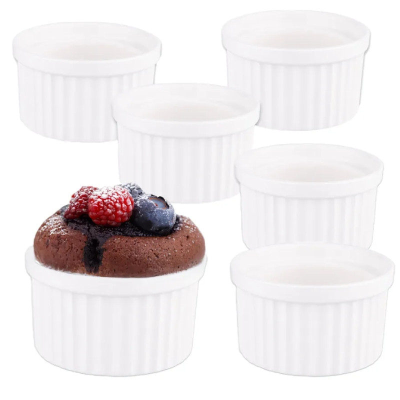 Kokilki do zapiekania 200 ml zestaw 6 sztuk salaterki miseczki pojemniki porcelanowe Brulee