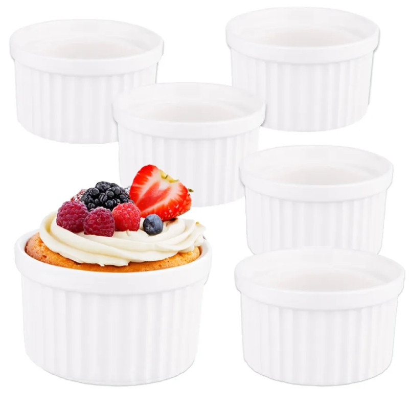 Kokilki do zapiekania 200 ml zestaw 6 sztuk salaterki miseczki pojemniki porcelanowe Brulee