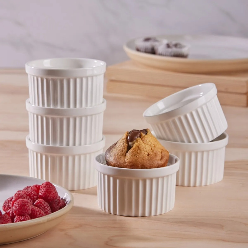 Kokilki do zapiekania 200 ml zestaw 6 sztuk salaterki miseczki pojemniki porcelanowe Brulee