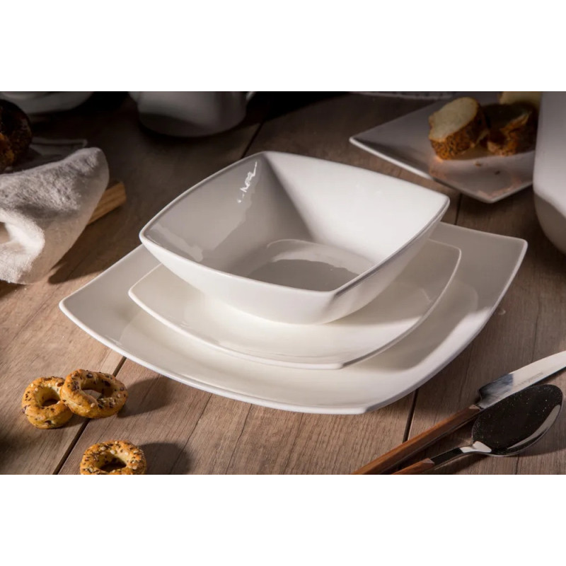 Serwis obiadowy porcelanowy Altom Regular 18 elementów zestaw talerzy dla 6 osób biały