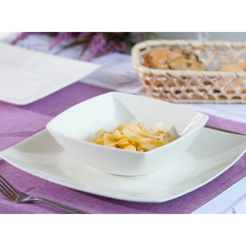 Serwis obiadowy porcelanowy Altom Regular 18 elementów zestaw talerzy dla 6 osób biały