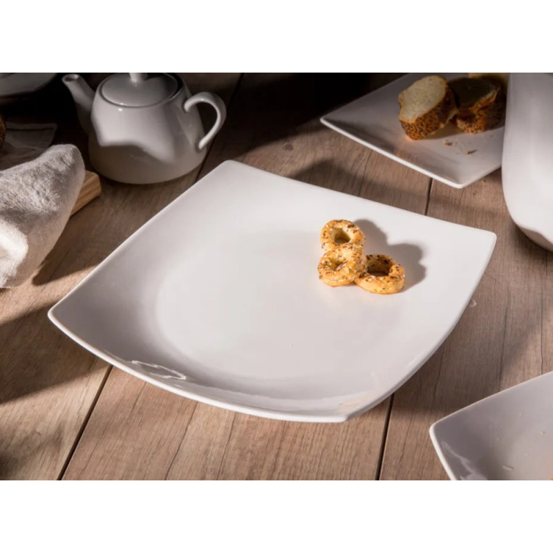 Serwis obiadowy porcelanowy Altom Regular 18 elementów zestaw talerzy dla 6 osób biały