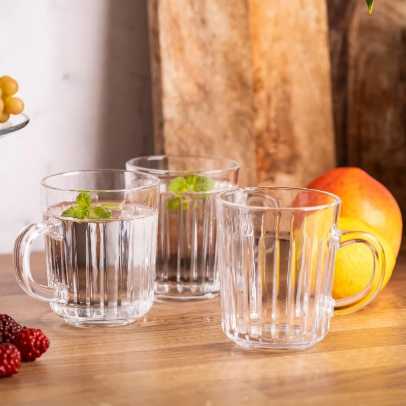 Kubki ryflowane 230 ml Altom Venus do kawy i herbaty szklane zestaw 6 sztuk