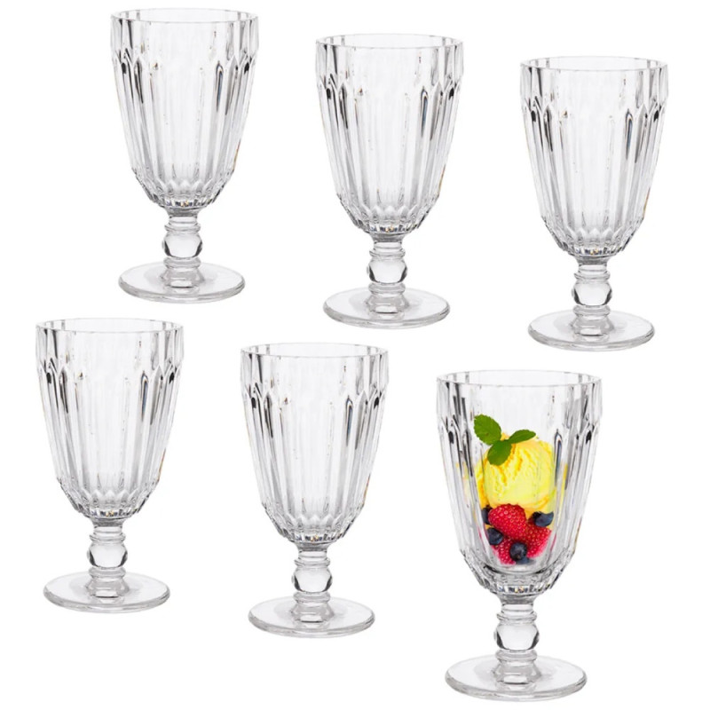 Kielich do wody szklanki ryflowane Altom Venus 285 ml szklane zestaw 6 sztuk