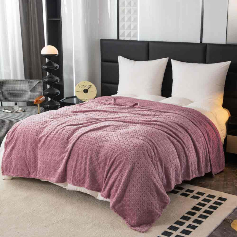Koc różowy 200x220 cm mikrofibra Cotton World miękki ciepły pled narzuta na łóżko KHT-60