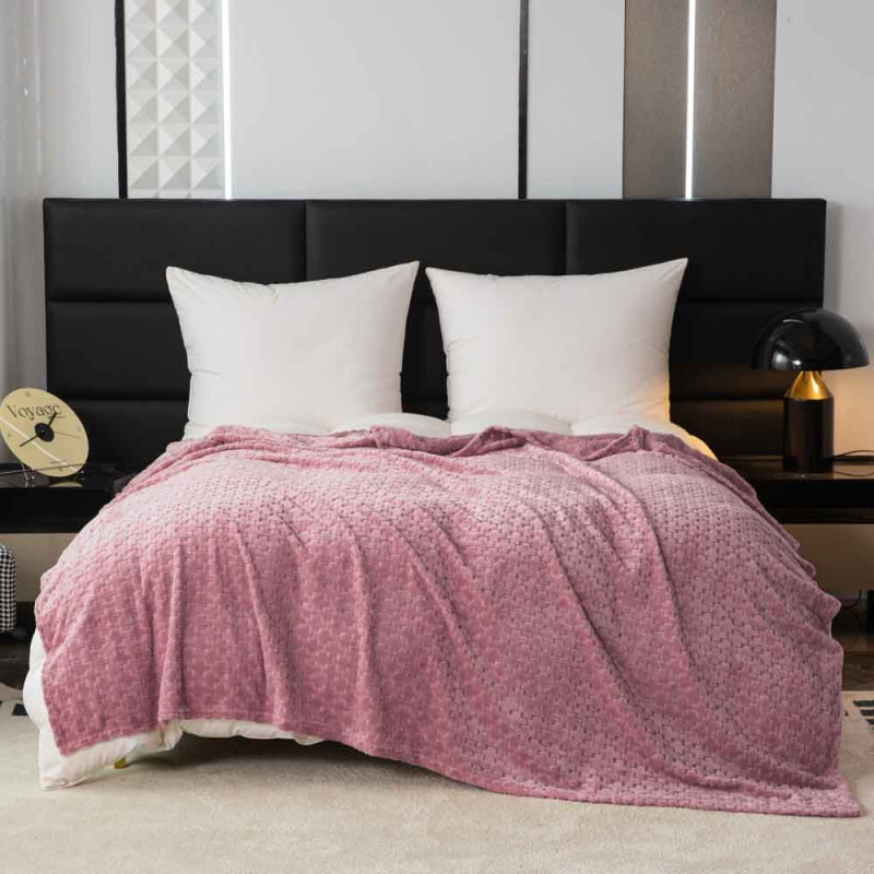 Koc różowy 200x220 cm mikrofibra Cotton World miękki ciepły pled narzuta na łóżko KHT-60