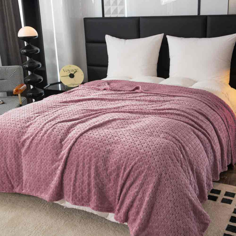 Koc różowy 200x220 cm mikrofibra Cotton World miękki ciepły pled narzuta na łóżko KHT-60