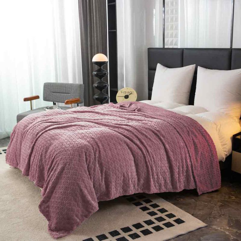 Koc różowy 200x220 cm mikrofibra Cotton World miękki ciepły pled narzuta na łóżko KHT-60