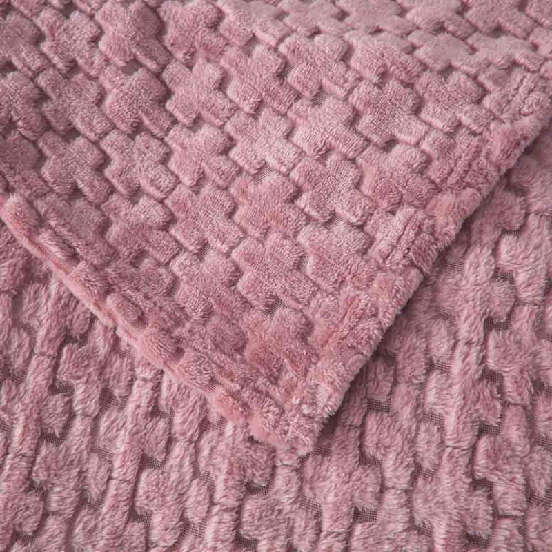 Koc różowy 200x220 cm mikrofibra Cotton World miękki ciepły pled narzuta na łóżko KHT-60