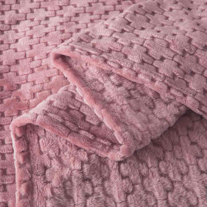 Koc różowy 200x220 cm mikrofibra Cotton World miękki ciepły pled narzuta na łóżko KHT-60
