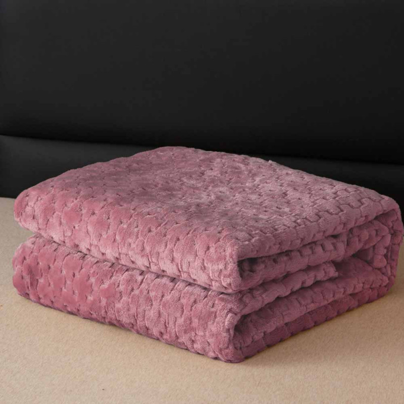 Koc różowy 200x220 cm mikrofibra Cotton World miękki ciepły pled narzuta na łóżko KHT-60