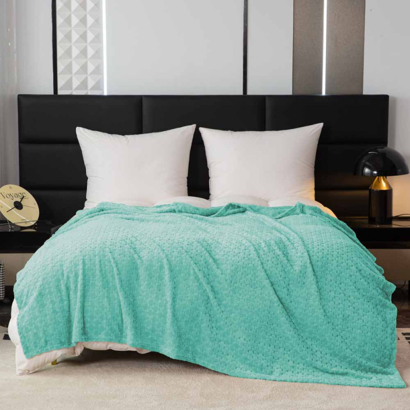 Koc 200x220 cm mikrofibra Cotton World miękki ciepły pled narzuta na łóżko niebiesko-zielony KHT-59