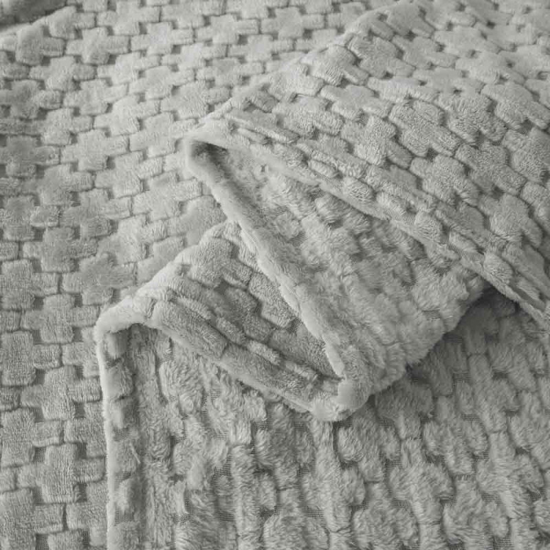 Koc 200x220 cm mikrofibra Cotton World miękki ciepły pled narzuta na łóżko srebrno-szary KHT-57