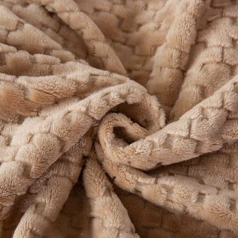Koc 200x220 cm mikrofibra Cotton World miękki ciepły pled narzuta na łóżko beżowy KHT-56