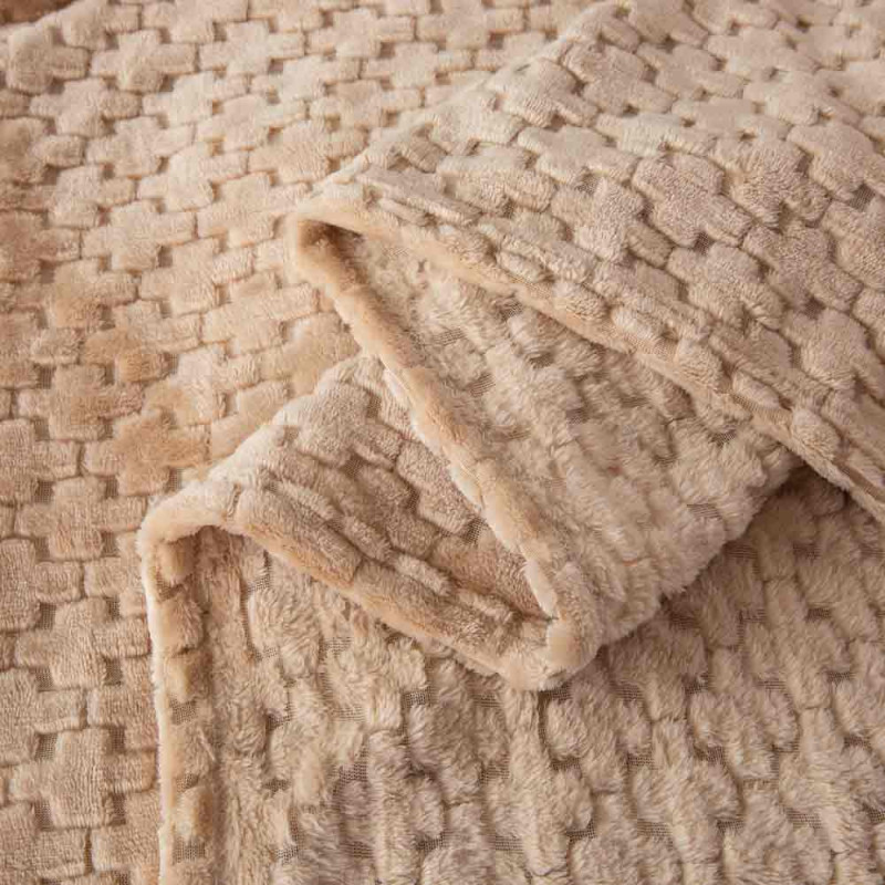 Koc 200x220 cm mikrofibra Cotton World miękki ciepły pled narzuta na łóżko beżowy KHT-56