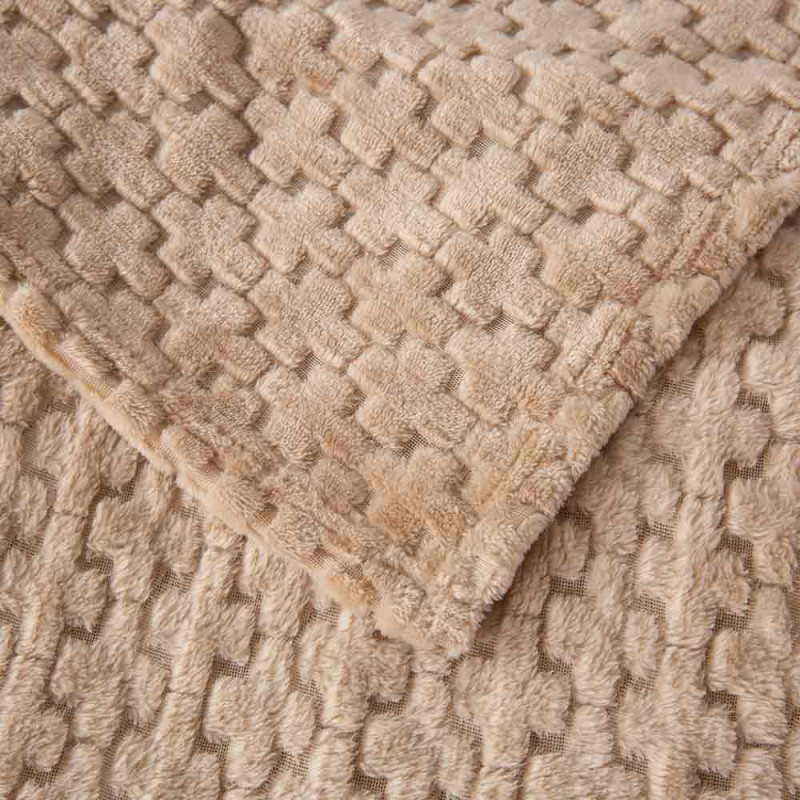 Koc 200x220 cm mikrofibra Cotton World miękki ciepły pled narzuta na łóżko beżowy KHT-56