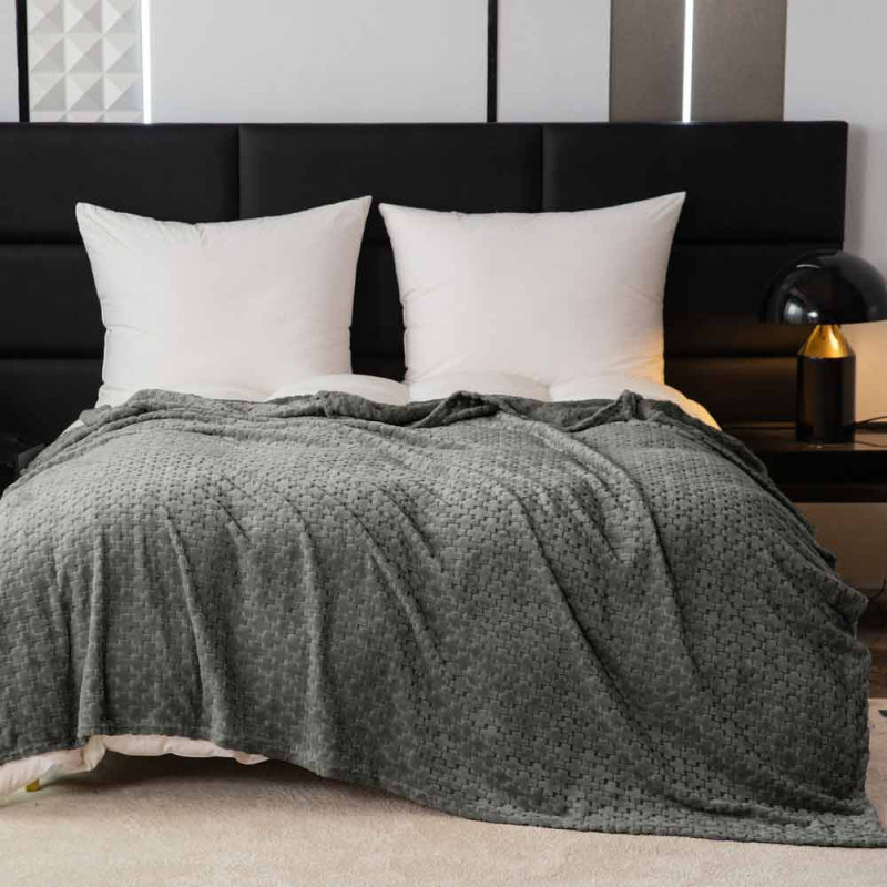 Koc 160x200 cm mikrofibra Cotton World miękki ciepły pled narzuta na łóżko beżowy KHT-58