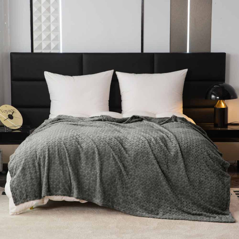 Koc 160x200 cm mikrofibra Cotton World miękki ciepły pled narzuta na łóżko beżowy KHT-58