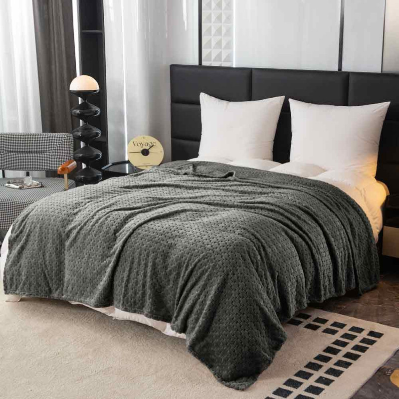 Koc 160x200 cm mikrofibra Cotton World miękki ciepły pled narzuta na łóżko beżowy KHT-58