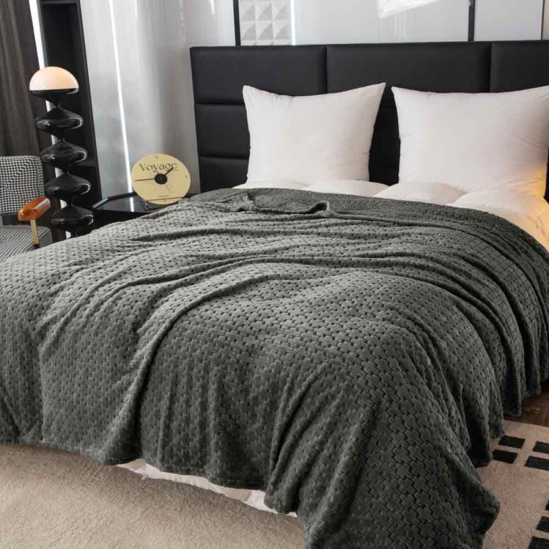 Koc 160x200 cm mikrofibra Cotton World miękki ciepły pled narzuta na łóżko beżowy KHT-58