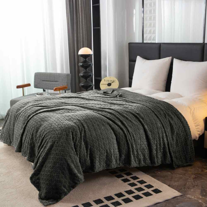 Koc 160x200 cm mikrofibra Cotton World miękki ciepły pled narzuta na łóżko beżowy KHT-58