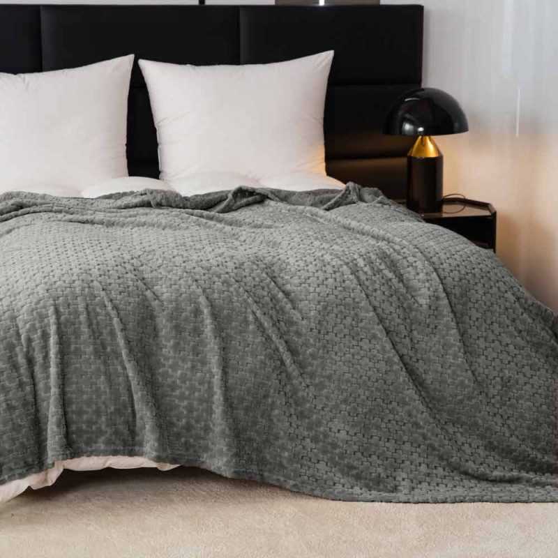 Koc 160x200 cm mikrofibra Cotton World miękki ciepły pled narzuta na łóżko beżowy KHT-58