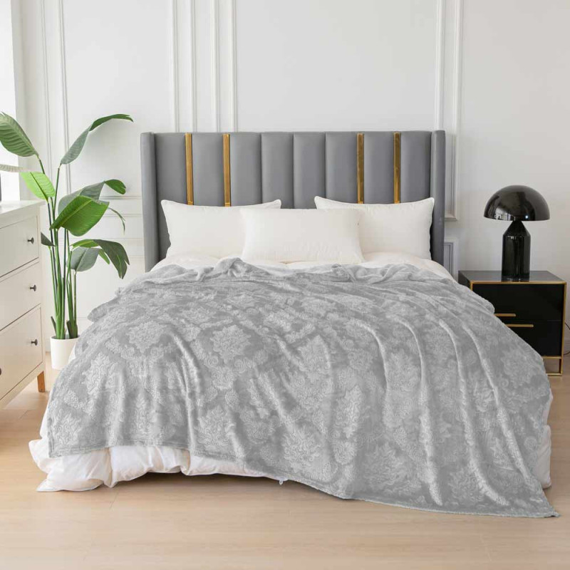 Koc 160x200 cm mikrofibra Cotton World miękki ciepły pled narzuta na łóżko szary KHP-46
