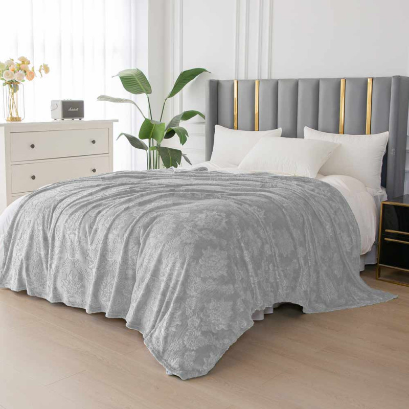 Koc 160x200 cm mikrofibra Cotton World miękki ciepły pled narzuta na łóżko szary KHP-46