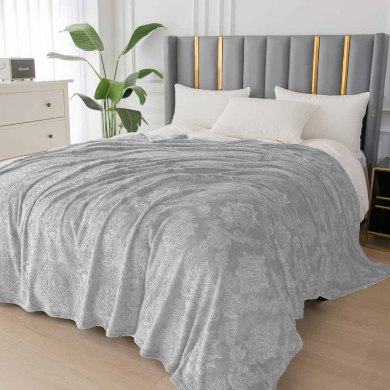 Koc 160x200 cm mikrofibra Cotton World miękki ciepły pled narzuta na łóżko szary KHP-46