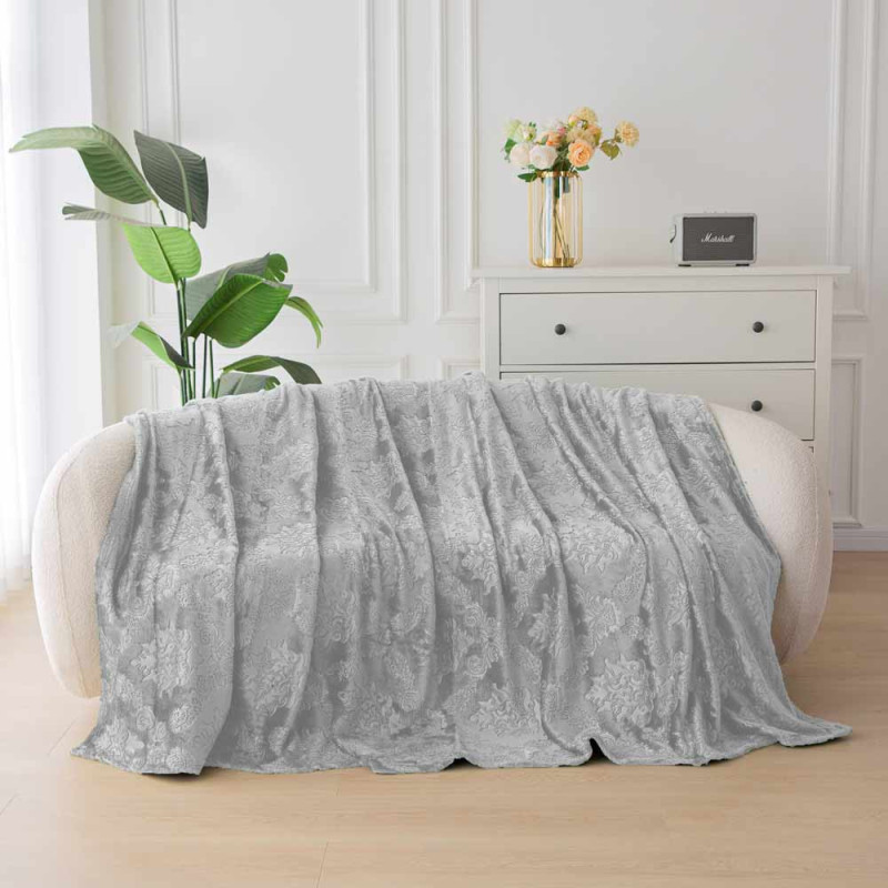 Koc 160x200 cm mikrofibra Cotton World miękki ciepły pled narzuta na łóżko szary KHP-46