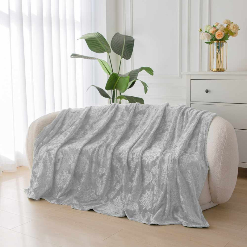Koc 160x200 cm mikrofibra Cotton World miękki ciepły pled narzuta na łóżko szary KHP-46