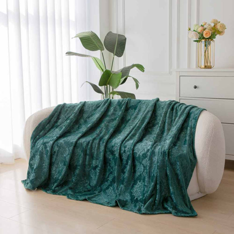 Koc 160x200 cm mikrofibra Cotton World miękki ciepły pled narzuta na łóżko zieleń butelkowa KHP-44