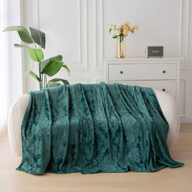Koc 160x200 cm mikrofibra Cotton World miękki ciepły pled narzuta na łóżko zieleń butelkowa KHP-44