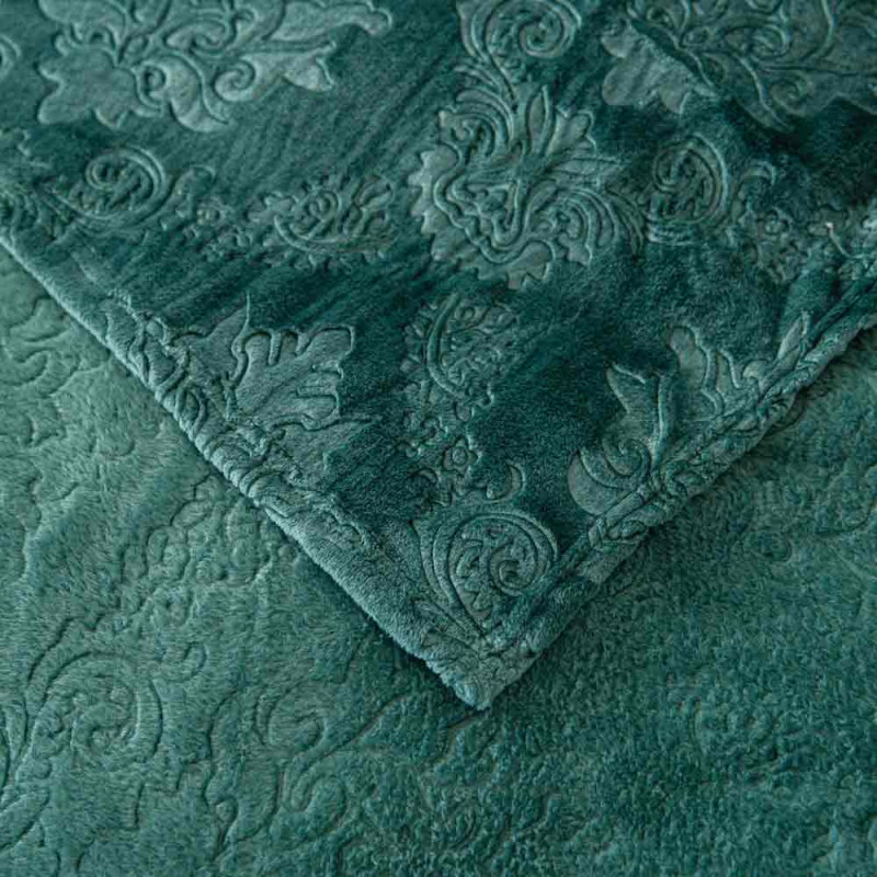 Koc 160x200 cm mikrofibra Cotton World miękki ciepły pled narzuta na łóżko zieleń butelkowa KHP-44