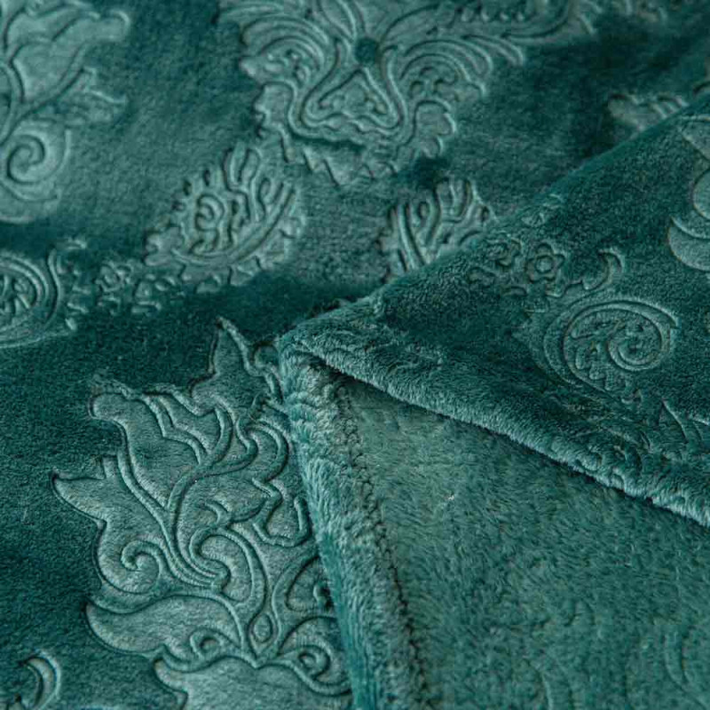 Koc 160x200 cm mikrofibra Cotton World miękki ciepły pled narzuta na łóżko zieleń butelkowa KHP-44