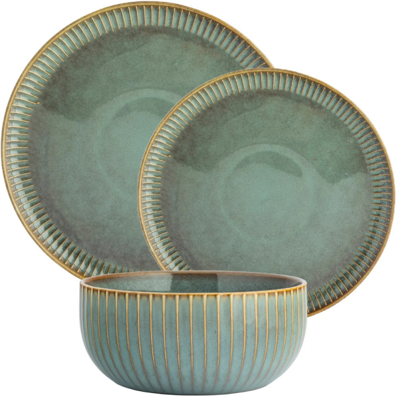 Serwis obiadowy porcelanowy Altom Sage 18 elementów zestaw talerzy dla 6 osób retro