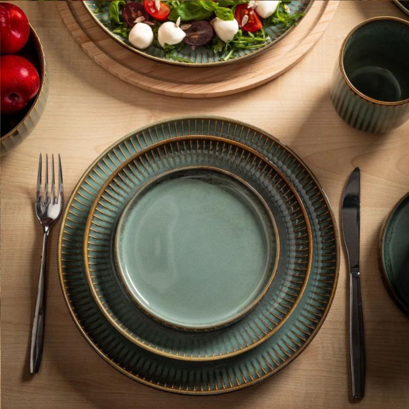 Serwis obiadowy porcelanowy Altom Sage 18 elementów zestaw talerzy dla 6 osób retro