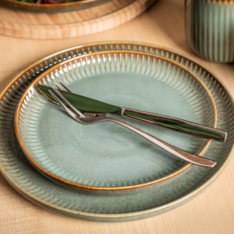 Serwis obiadowy porcelanowy Altom Sage 18 elementów zestaw talerzy dla 6 osób retro