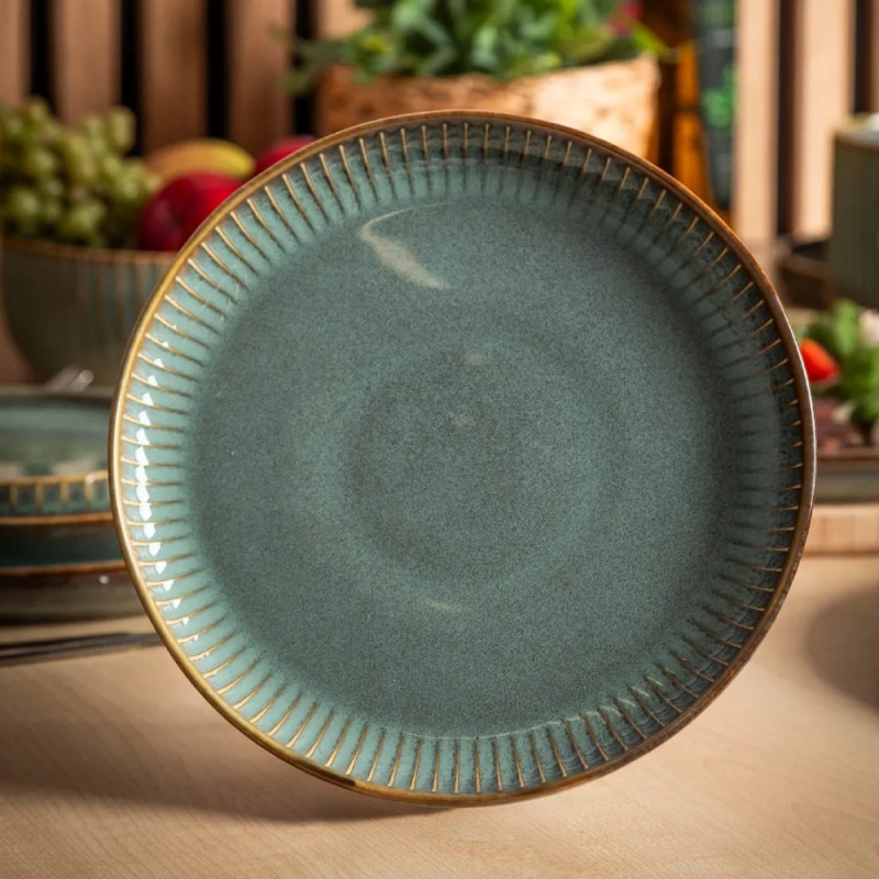 Serwis obiadowy porcelanowy Altom Sage 18 elementów zestaw talerzy dla 6 osób retro