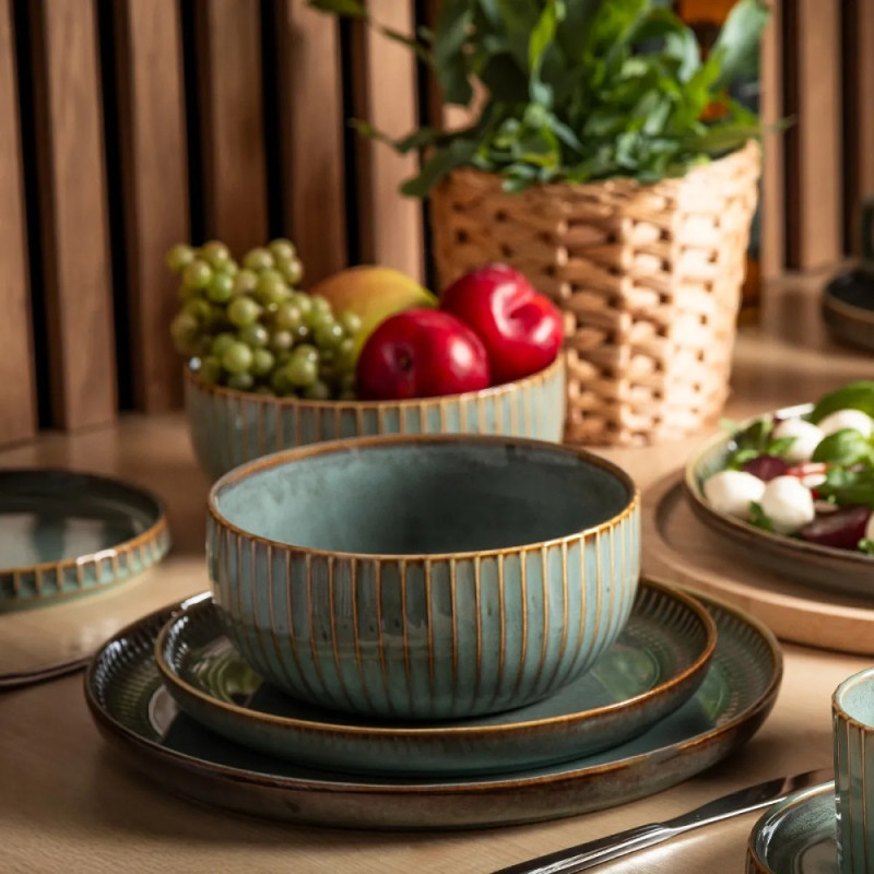 Serwis obiadowy porcelanowy Altom Sage 18 elementów zestaw talerzy dla 6 osób retro