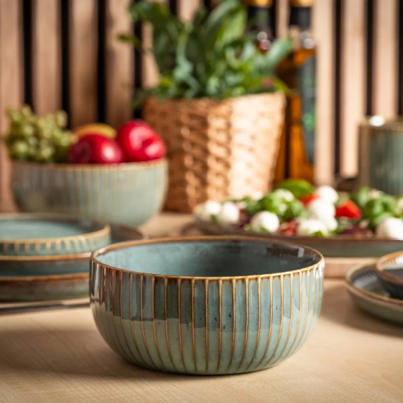 Serwis obiadowy porcelanowy Altom Sage 18 elementów zestaw talerzy dla 6 osób retro