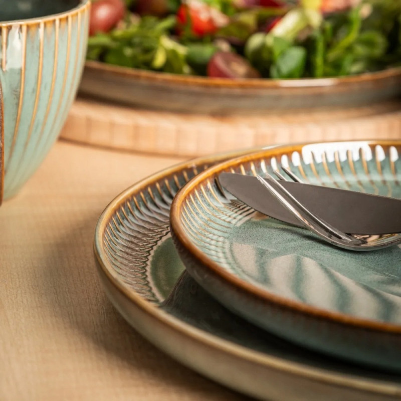 Serwis obiadowy porcelanowy Altom Sage 18 elementów zestaw talerzy dla 6 osób retro